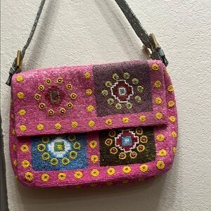 Pink Beaded Shoulder Bag